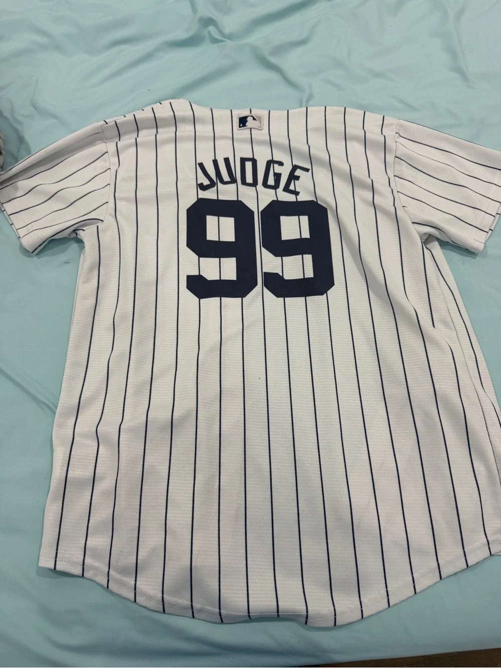 MLB New York Yankees White Navy Pinstripe Kids Jersey